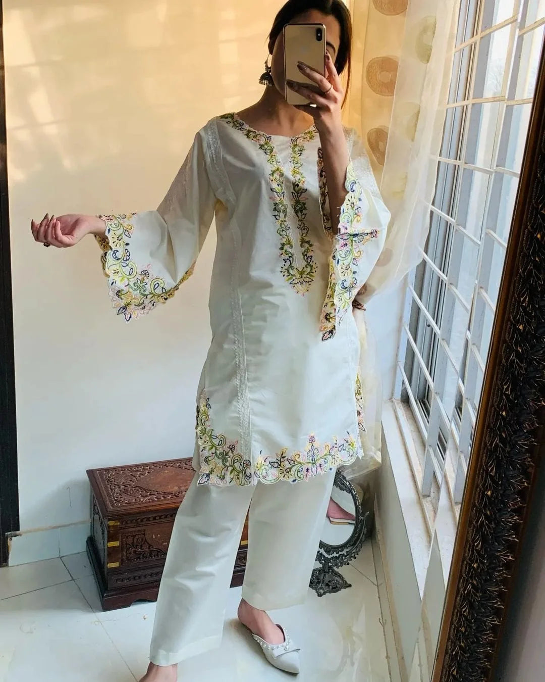 Khadi Net 2pc Full Embroidered shirt