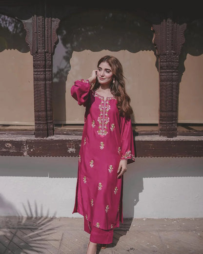 AANGAN EMB LONG LENGHT (LIGHT PINK) 2PC